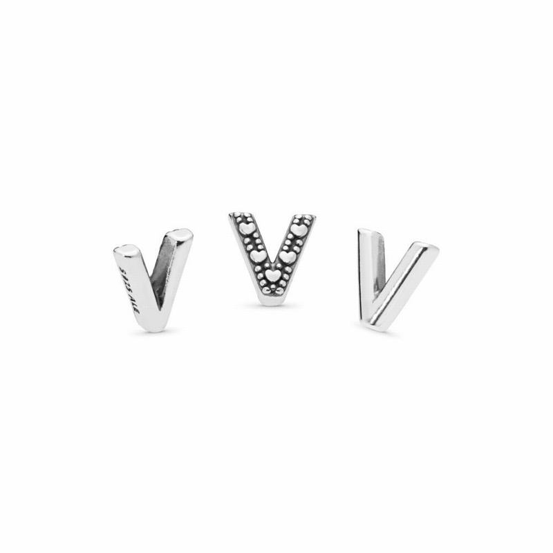 Pandora Letter V Petite Locket Charm Silver Egypt HB9627810